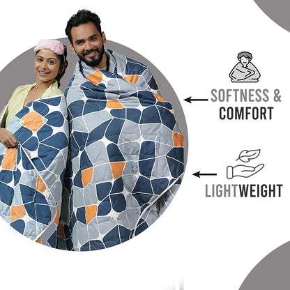 Divine Casa 120 GSM Microfiber All Season Single Bed Comforter Super Soft Reversible Throw Blanket Duvets TC - 120 Colour Vista Blue