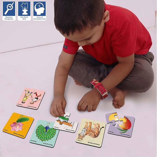 Mini Leaves India's National Symbols With Pictures Wooden Puzzles for Kids and Learning Educational | Learn, Play, and Explore Toys