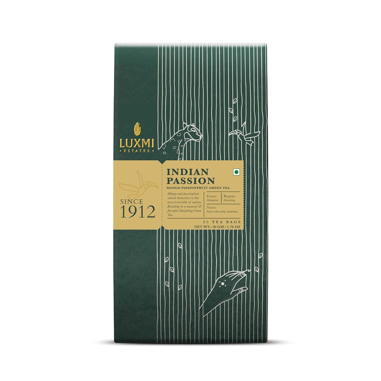 Luxmi Estates Indian Passion Green Tea 25 Tea Bags - 50 gms