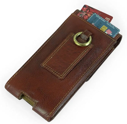 Goatter Unisex Leather All 6.5" Inch Backcase For Mobile Pouch For Backcase For Mobile, iPhone 14 Cherry Brown, Back Cover Case