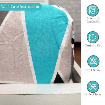 Divine Casa 144 TC 100% Cotton Abstract Print Blue Super Soft Queen Size Fitted Bedsheets Cotton Colour Crystal Teal