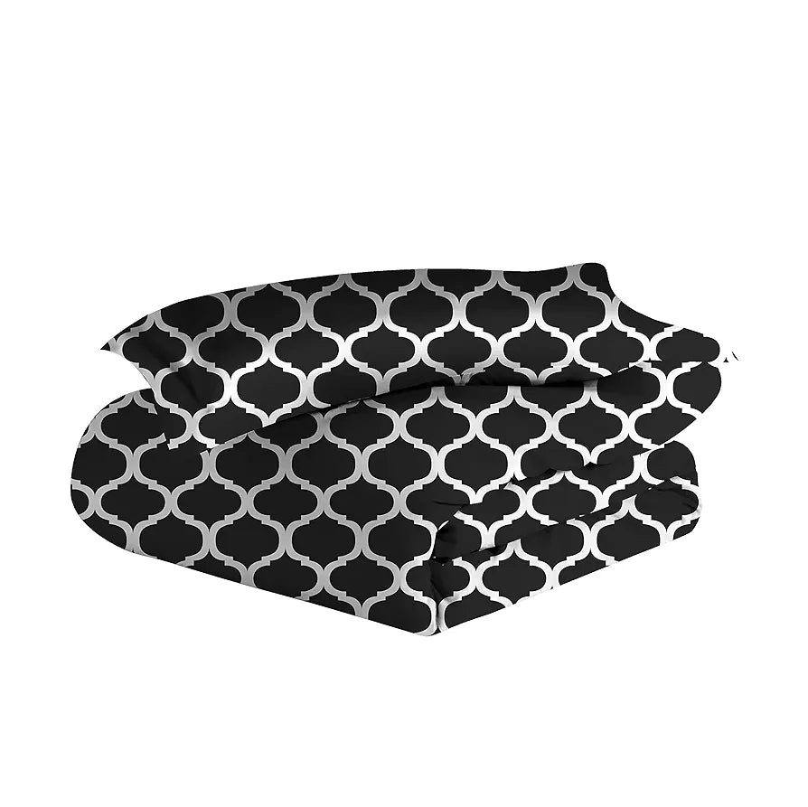 Divine Casa Microfiber Reversible Single Bed AC Duvet Cover with 1 Pillow Cover for Quilt Comforter Blanket Colour Black Grey