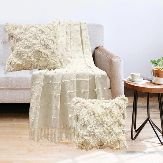 Sajavat Home Pure Cotton 3 Seater Sofa Throw Colour Beige