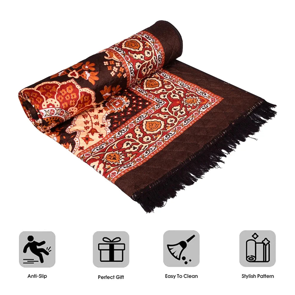 Kuber Industries Carpet Velvet Carpet-Rug for Home Decor Carpet Rug for Bedroom Dark Brown