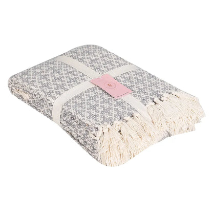 Sashaa World Soft Throw Blanket Colour Grey/Natural