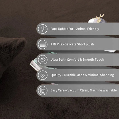 Luxe Home Ruffle Bath Mat Rabbit Fur 1000 GSM Bathroom Door Foot Mats Rug Colour Chocolate