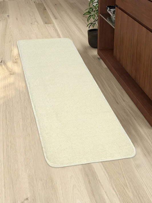 Saral Home Solid Neo Shaggy Yarn Durable & Washable Multipurpose Runner Colour Ivory