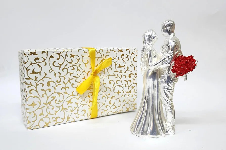 Gold Art India Couple Figurine Silver-Plated Matte Finish
