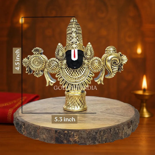 Gold Art India Lord Venkateswara Balaji Face Idol Antique Gold Matte Finish