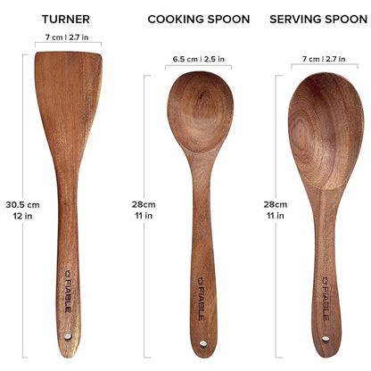 Fiable Pure Neem Wood Spatula Set for Cooking Baking and Mixing No Harmful Polish