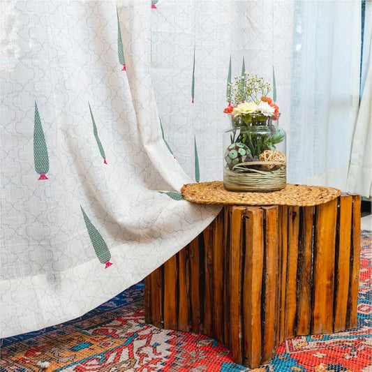 Urban Space Sheer Linen Curtains for Door Light Filtering Linen Textured Decorative Curtains with Eyelets and TieBack for Bedroom Set 2 Pinewood