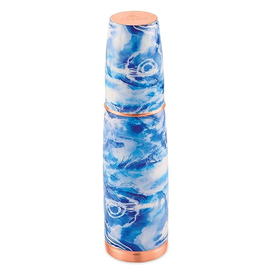 Attro Aarogyam Jal 1000ml Blue Ocean Designer Joint less Copper Water Bottle