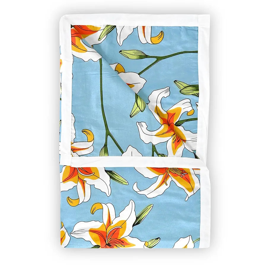 Divine Casa Floret 100% Cotton Double Dohar 120 GSM Soft & Lightweight Throw Blanket Colour Wildflower Charm