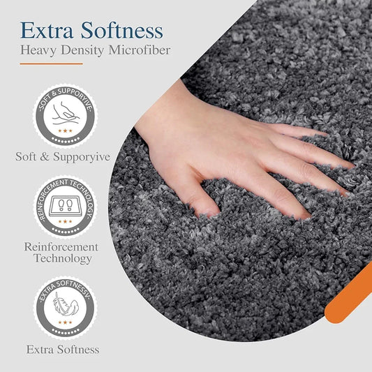 Ishro Home Premium Fuzzy Shag Carpet for Hall Rugs for Living Room Carpets for Living Room Colour Ash Grey