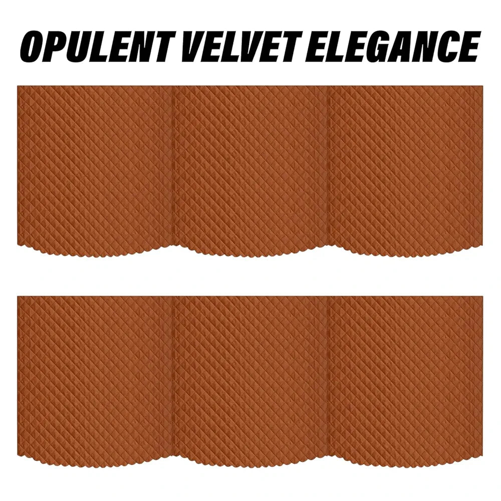 Kuber Industries Velvet Sofa Cover Set Modern Quilted 5 Seater Couch Slipcover for Living Room Brown