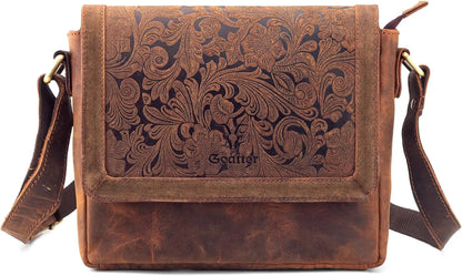 Goatter Hunter Leather Floral Sling Bag for Girls and Women,