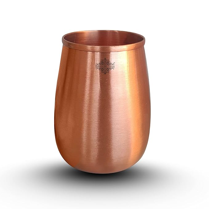 Indian Art Villa Pure Copper Lacqure Coted Round Shaped Glass - 85 gms