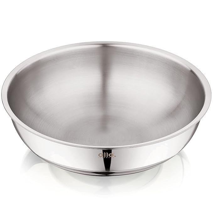 Allo Triply Stainless Steel Tasla Ideal Tasla for Curry Stir-Fry Deep-Fry Kadhai 26cm 3 litres