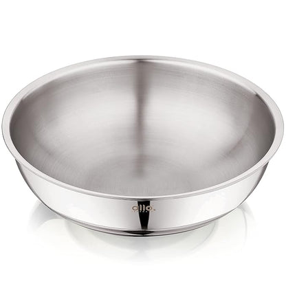 Allo Triply Stainless Steel Tasla Ideal Tasla for Curry Stir-Fry Deep-Fry Kadhai 26cm 3 litres