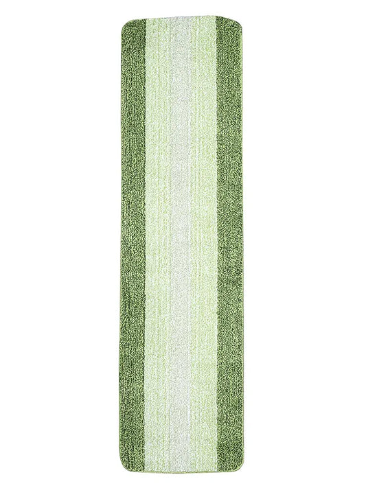 Saral Home Microfiber Striped Rectangle Anti-Skid Runner Colour Green