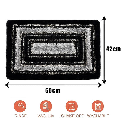 Kuber Industries Door Mat Square Shape Fur Doormat Microfiber Gray & Black