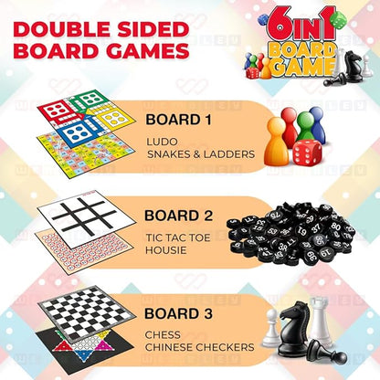 Wembley 6 in 1 Classic Board Game for Kids & Adults