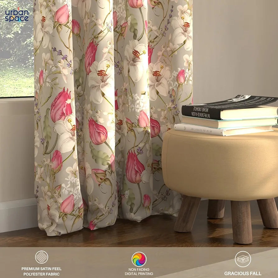 Urban Space Digital Printed Blackout Curtains for Door Bedroom Room Darkening Blackout Kids Decorative Curtains Folra Nova Grey