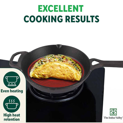 The Indus Valley Preseasoned Cast Iron Fry Pan | Skillet With Long Handle