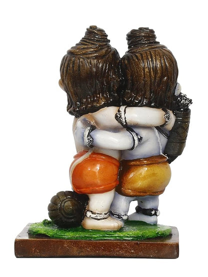 Ecraftindia Handcrafted Polyresin Lord Ram Hugging Lord Hanuman Idol | Auspicious Religious Statue