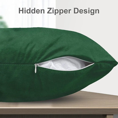 Cloth Fusion Velvet Sofa Cushion Cover Set of 5 Luxurious Cushion Cover Green