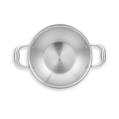 Fackelmann Triply Stainless Steel Kadai with Designer Lid 20 cm 1.5 litres Silver
