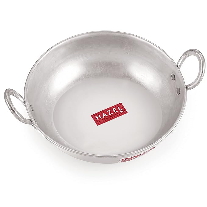 Hazel Aluminium Kadai Premium Round Bottom 18 Gauge Kadhai Vessel 30 cm 3300 Ml