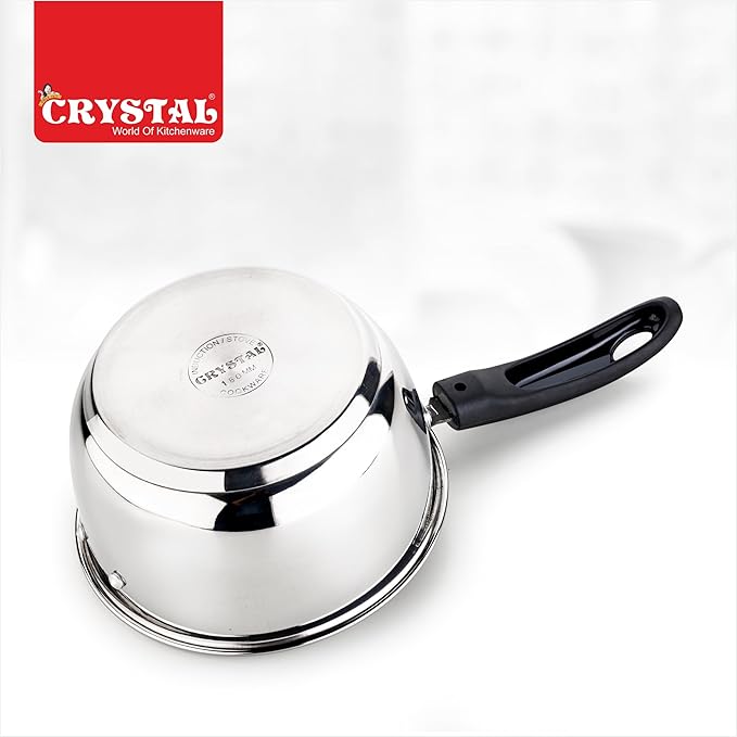 Crystal Stainless Steel Saucepan with Glass Lid Silver