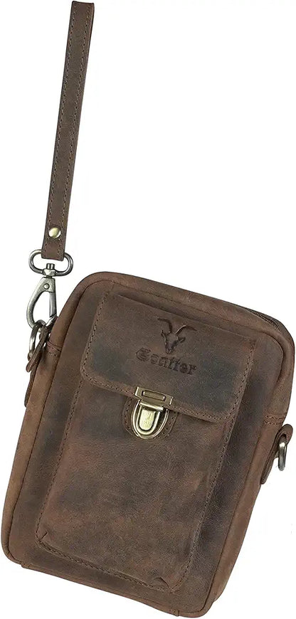 Goatter Genuine Leather Unisex Sling Cross-BodyBag Messenger Bag