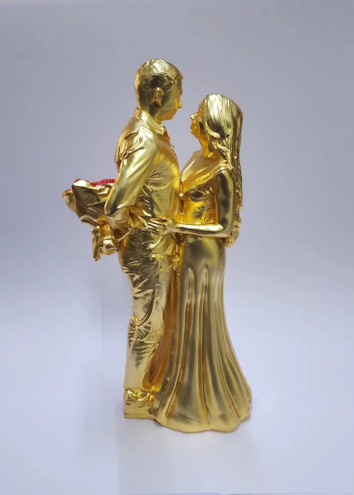 Gold Art India Couple Figurine Gold-Plated Matte Finish