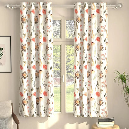 Urban Space Digital Printed Blackout Curtains for Window Bedroom Room Darkening Blackout Kids Decorative Curtains Frost Flora Peach