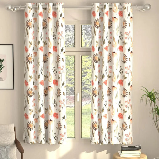 Urban Space Digital Printed Blackout Curtains for Window Bedroom Room Darkening Blackout Kids Decorative Curtains Frost Flora Peach