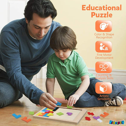 Kidology Wooden 3D Russian Blocks Puzzle Game for Kids 40 Pcs