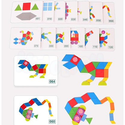 Kidology 34-Piece Wooden Shape Puzzle Toy Set for Toddlers Purple Colour
