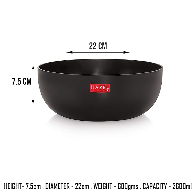 Hazel Hard Anodized Kadhai Without Handle Aluminium Cookware 2600 ml with 3 mm Thickness