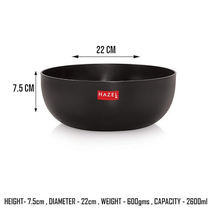Hazel Hard Anodized Kadhai Without Handle Aluminium Cookware 2600 ml with 3 mm Thickness