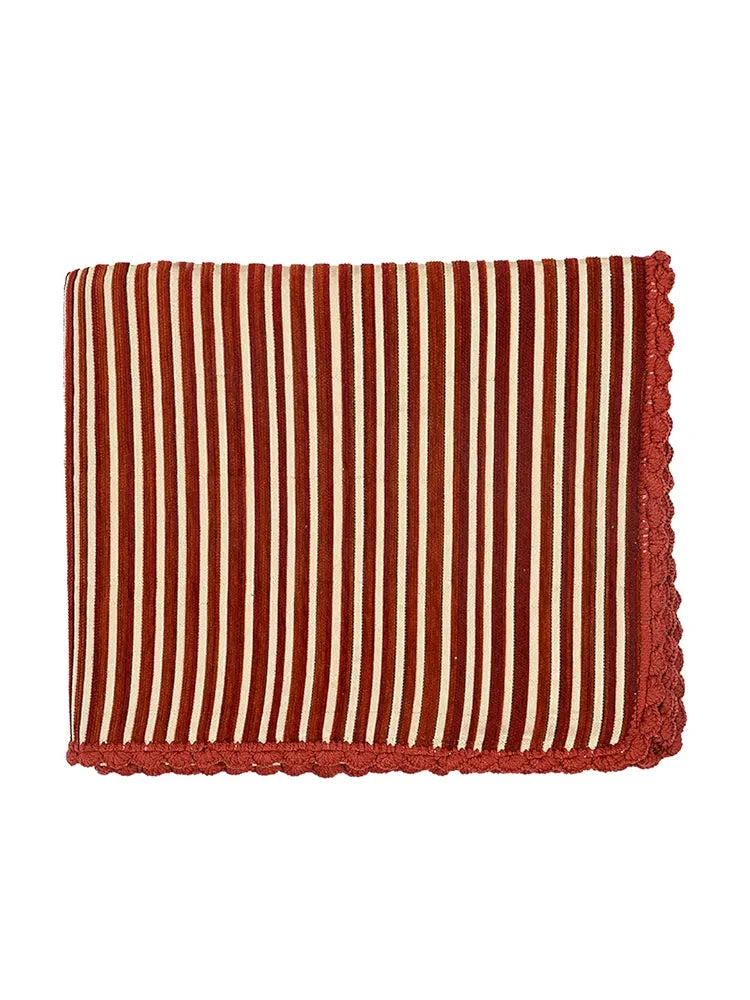 Saral Home Easy Living Striped Soft Decorative Viscose Chenille Sofa Covers/throw Colour Red