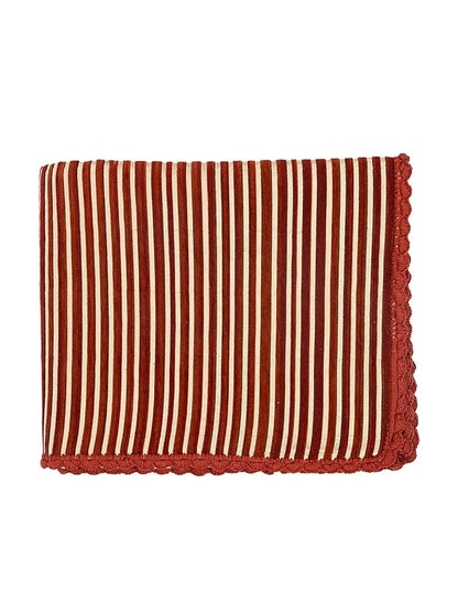 Saral Home Easy Living Striped Soft Decorative Viscose Chenille Sofa Covers/throw Colour Red