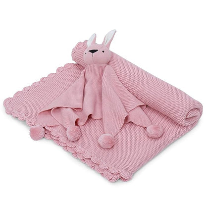 Haus & kinder Cotton Knitted Blanket for New Born Baby Colour Pink