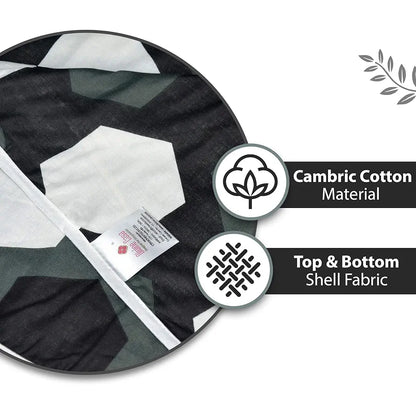 Divine Casa TC - 120 Printed Three-Layer Cotton Cambric Reversible AC Dohar Blanket for Single Bed Soft Lightweight Colour Tawny Olive & Trigonal Design