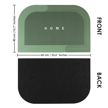 Story@Home Leather Bathroom Mat Aqua Collection Door Mat Anti-Slip Bath Mat Dark Green Colour
