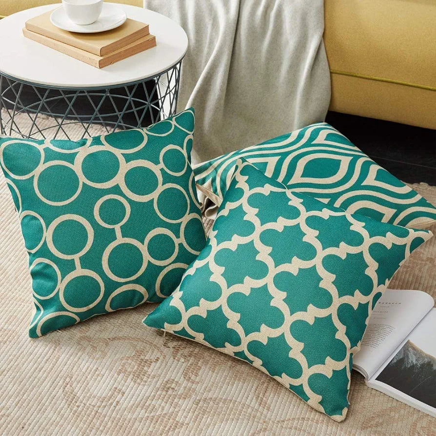 Aerohaven Set of 6 Satin Abstract Designer Decorative Throw Pillow/Cushion Covers Aqua/ Sea Green