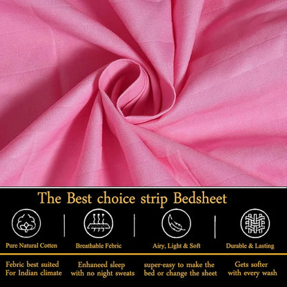 Fresh From Loom Microfiber Breathable Single Size Flat Bedsheets Hotel & Home Plain Bedsheet Set with 1 Pillow Covers 144 TC Pink