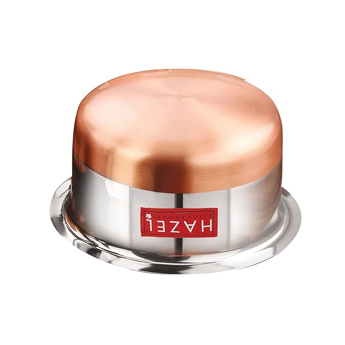 Hazel Steel Copper Bottom Tope with Lid 2400 ml Copper Bottom Vessels for Cooking Copper Bottom