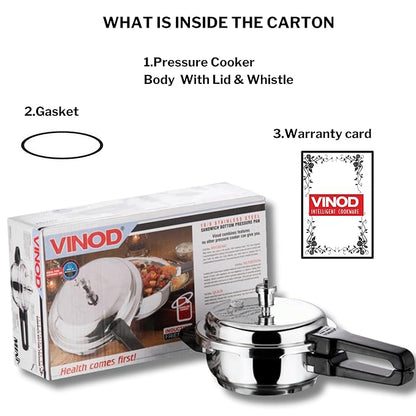 Vinod Stainless Steel Pressure Cooker 3.5 Litres | Also use as Deep Fry pan | Sandwich Bottom